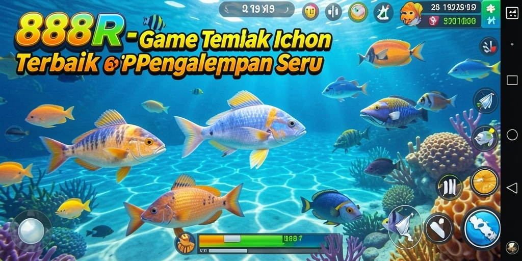 Tampilan gameplay 888R yang seru dengan banyak jenis ikan.