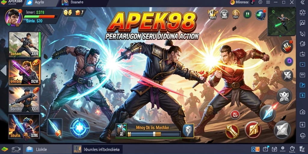 Tangkapan layar gameplay APEK88 dengan aksi bertarung yang intens.