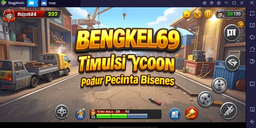 Tampilan utama gameplay BENGKEL69 yang menampilkan keseruan simulasi Tycoon.