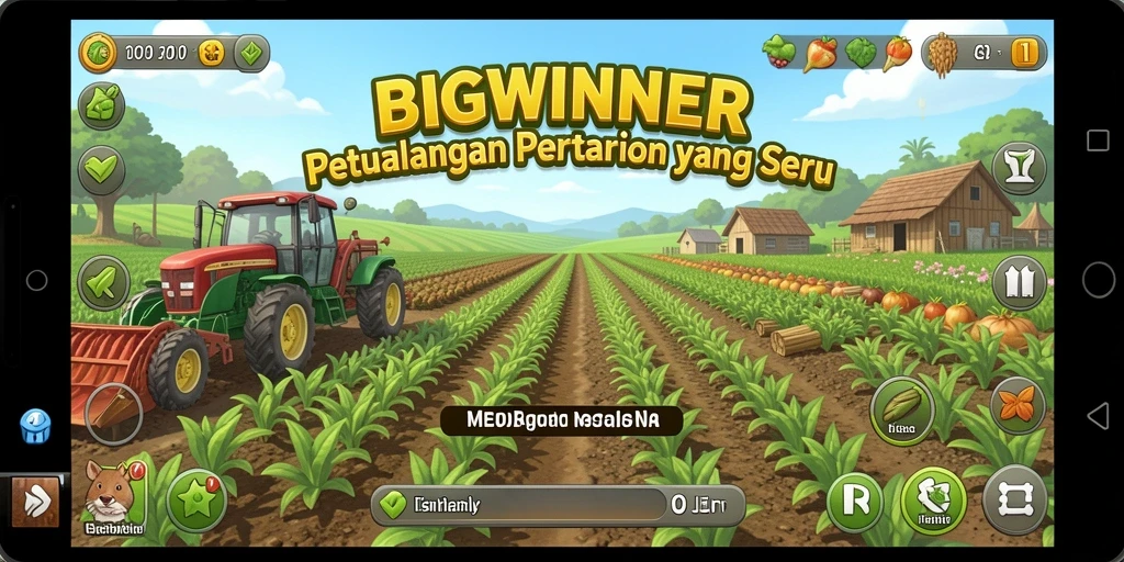 Screenshot menunjukkan gameplay pertanian yang mengasyikkan dan interaksi dengan hewan.