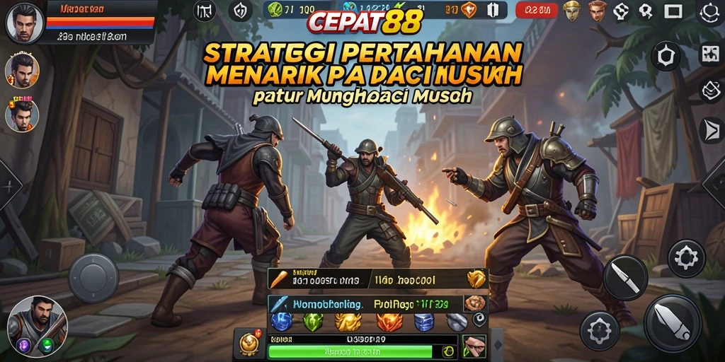Tangkapan layar dari permainan <strong>CEPAT88</strong> menampilkan aksi menara pertahanan yang strategis.
