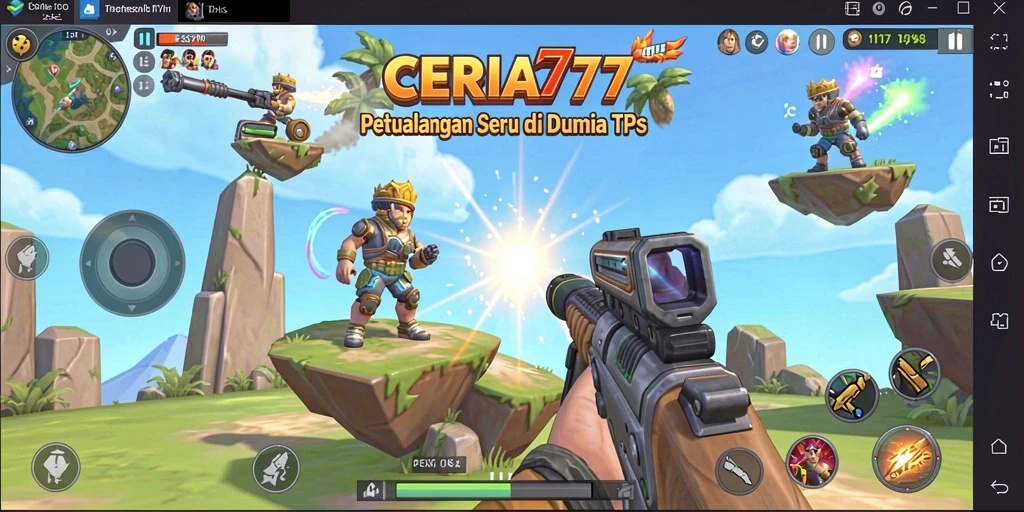 Screenshot CERIA777 menampilkan aksi pertarungan seru di dunia TPS.