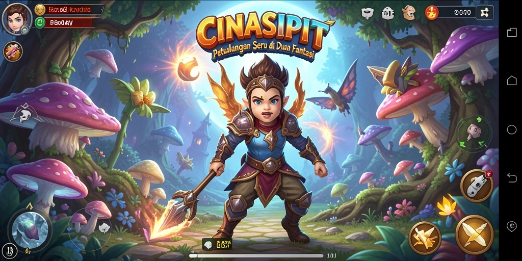 Gameplay seru dalam CINASIPIT menampilkan karakter menjelajah dunia fantasi.