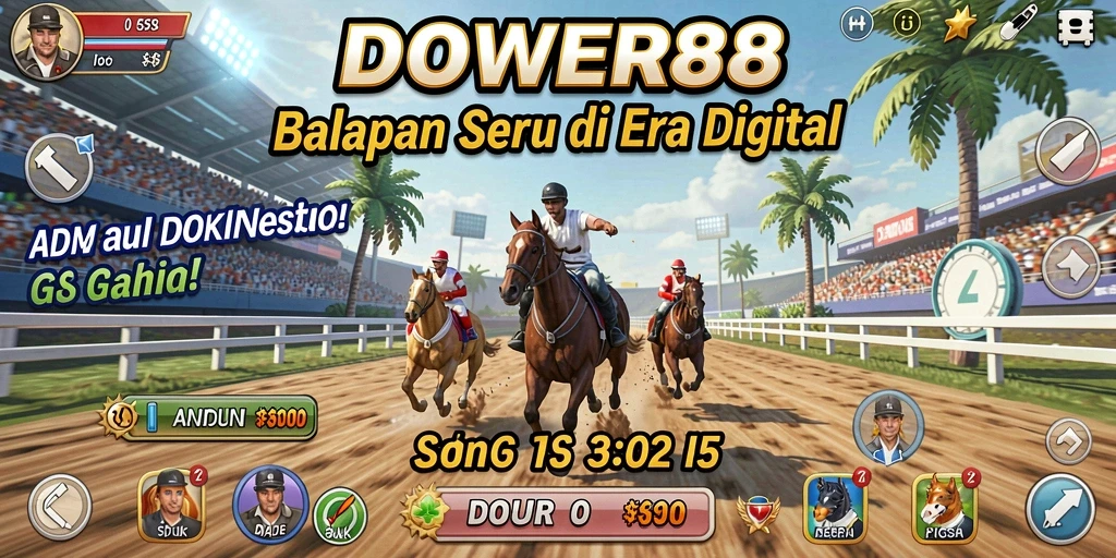 Tampilan balapan seru dengan mobil cepat dan lintasan menantang.