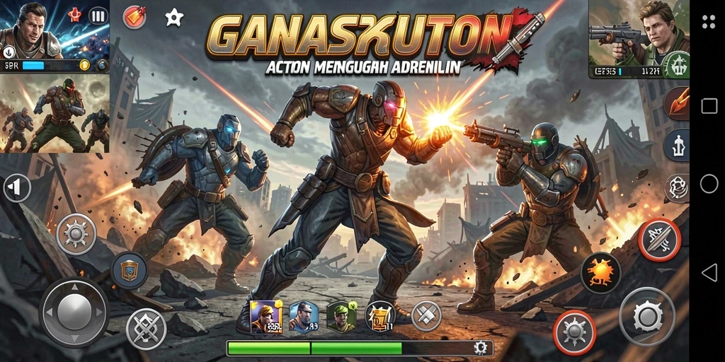 Tampilan gameplay seru dengan aksi pertempuran yang mendebarkan.