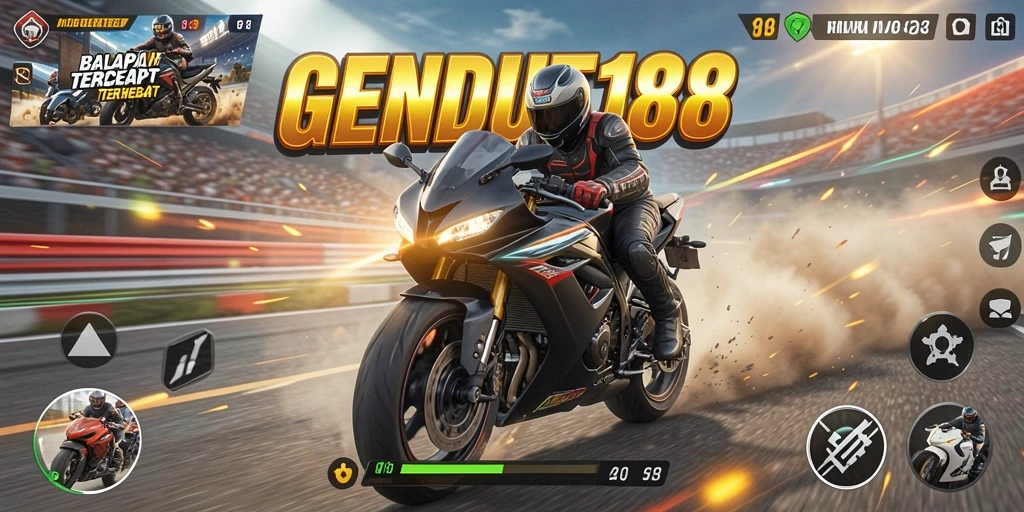 Tampilan gameplay GENDUT188 yang menegangkan saat balapan motor.