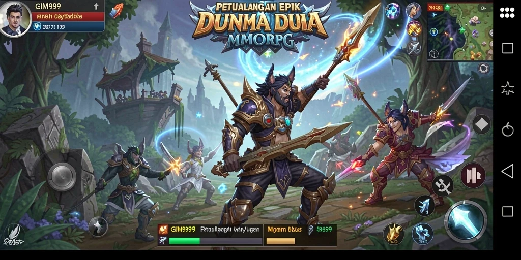 Gameplay seru GIM999 dengan pertarungan epik dan eksplorasi dunia.