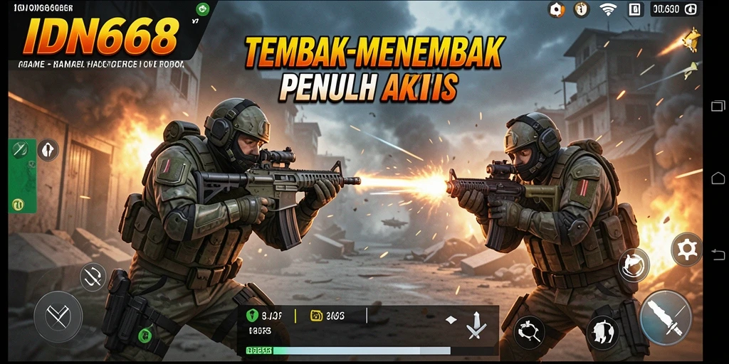 Tangkapan layar gameplay IDN668 menampilkan aksi tembak-menembak yang mendebarkan.
