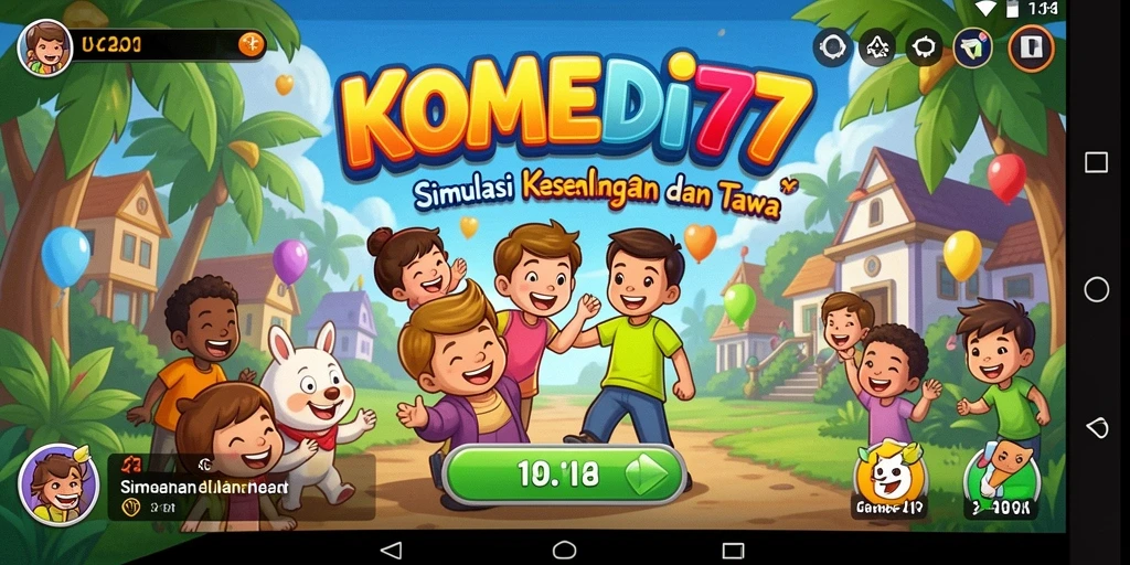 Tangkapan layar menunjukkan karakter lucu dalam aksi di KOMEDI77.