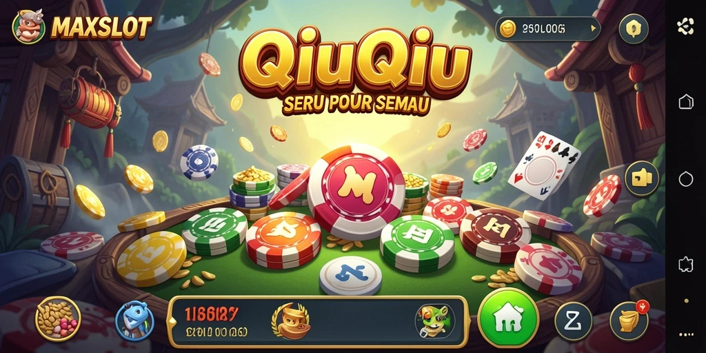 Screenshot gameplay MAXSLOT menunjukkan momen-momen seru dalam permainan QiuQiu.