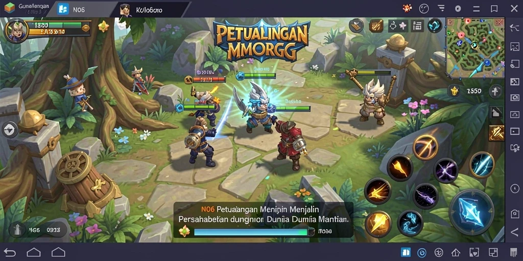 Tangkapan layar menampilkan aksi seru dalam gameplay MMORPG N06.