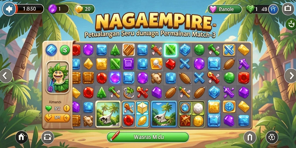 Tampilan menarik gameplay NAGAEMPIRE dengan elemen Match-3 yang seru.