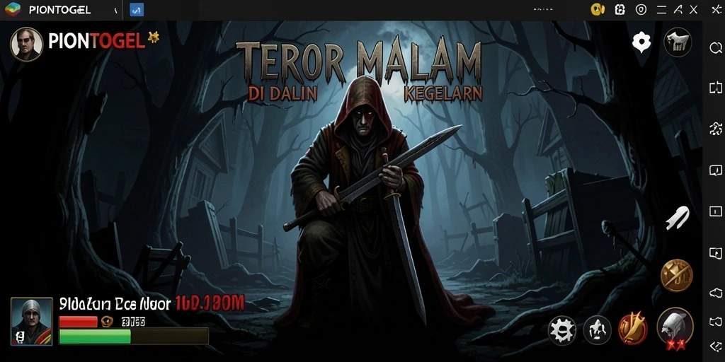 Screenshot PIONTOGEL menampilkan gameplay yang mendebarkan dengan suasana Horror.