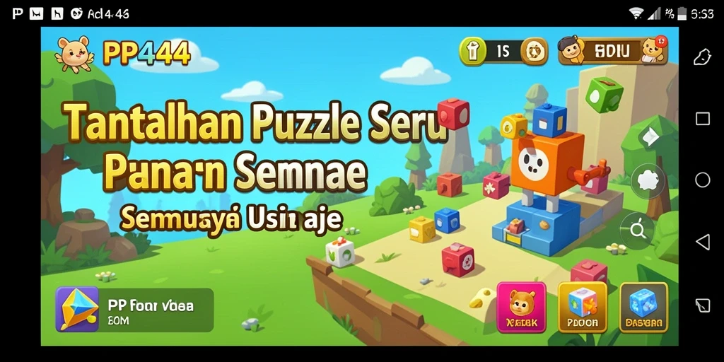 Screenshot gameplay PP444 menampilkan tantangan puzzle yang menarik.
