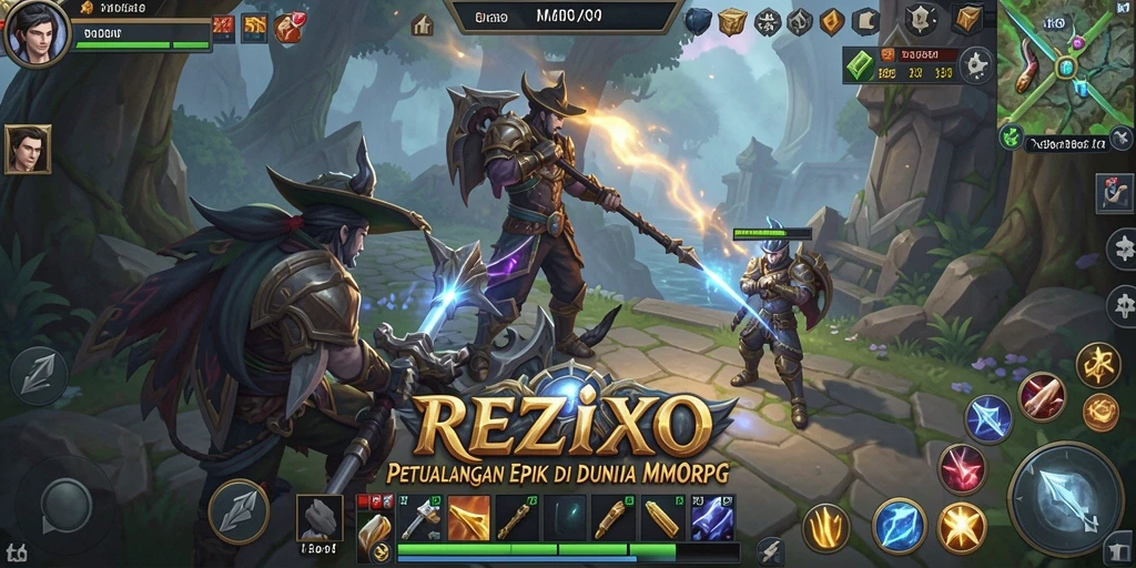 Tangkapan layar menunjukkan aksi seru dalam gameplay REZIXO MMORPG.