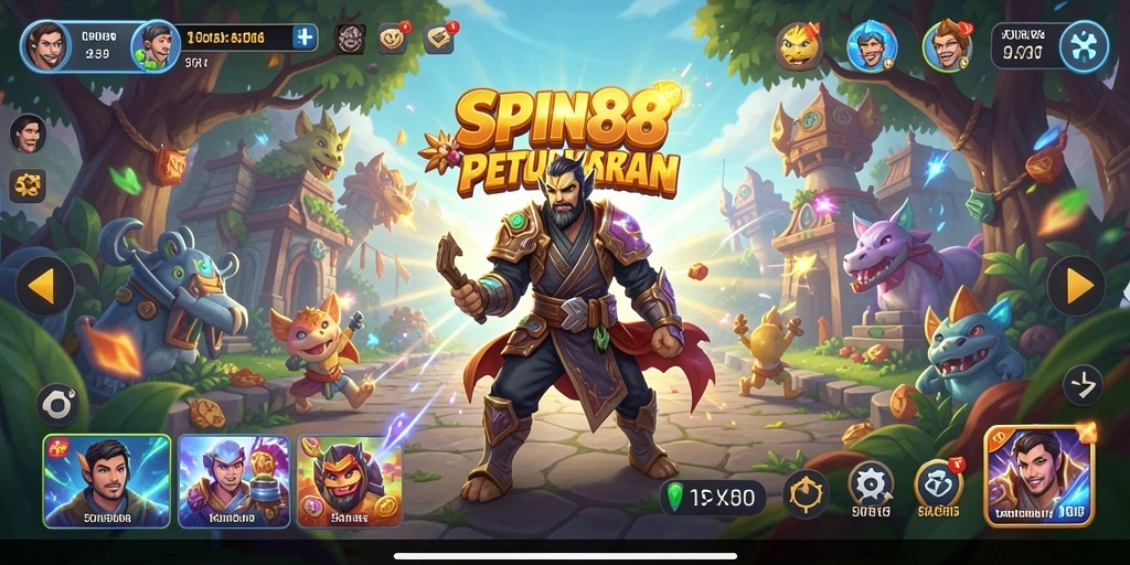 Screenshot gameplay SPIN88 menampilkan petualangan mendebarkan di lingkungan yang indah.