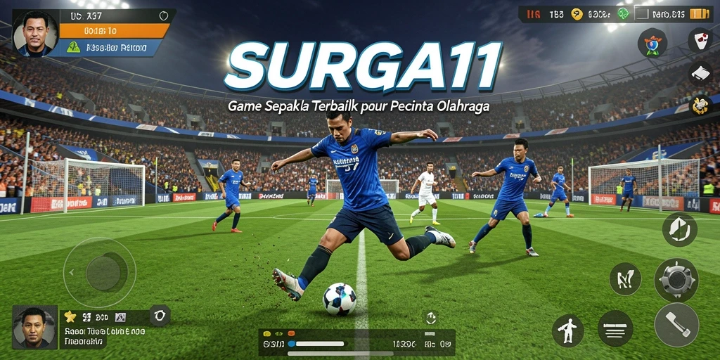 Tampilan gameplay nyata di lapangan sepak bola dengan pemain hebat.