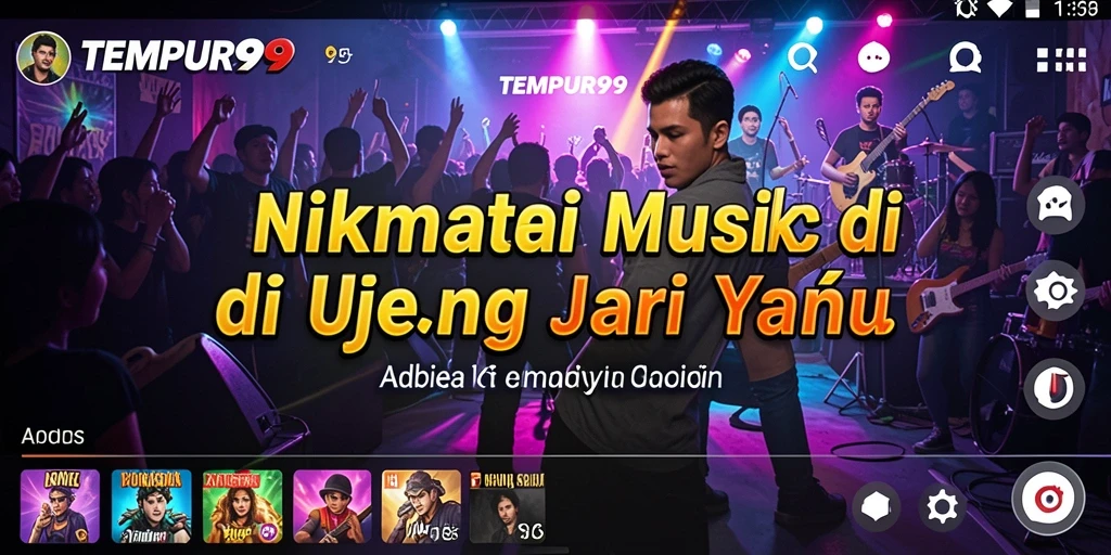 Tampilan utama TEMPUR99 dengan berbagai pilihan musik.